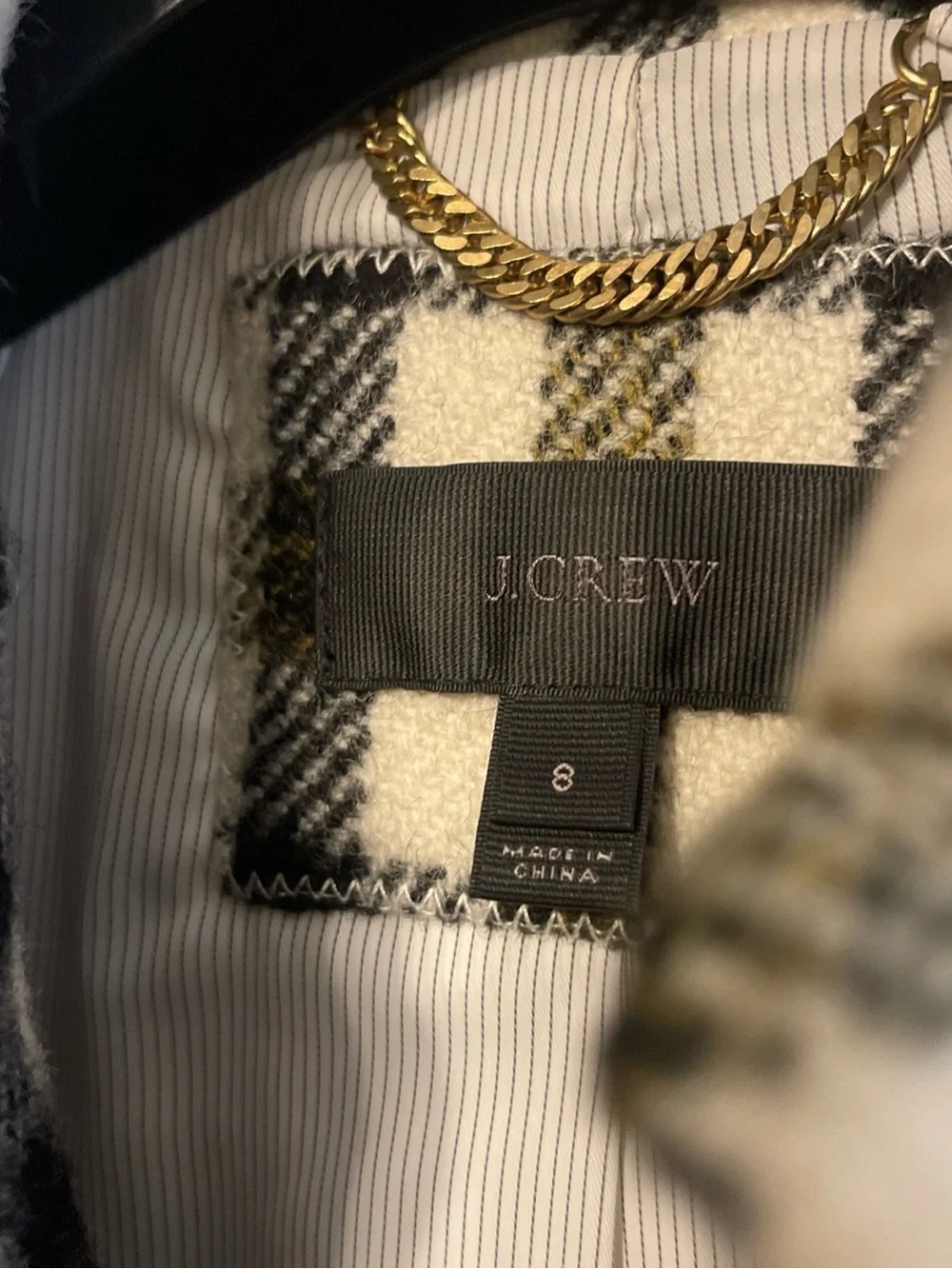 J. CREW Ladies Double Breasted Long Wool Coat, Ivory Multi plaid, Sz 8 NWOT! - Picture 6 of 16